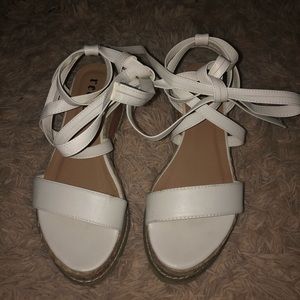 Lace Up White Espadrille Sandals
